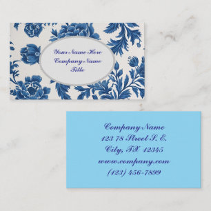 Cartão De Visita Impressão Floral inspirada no Vitoriano Azul e Bra
