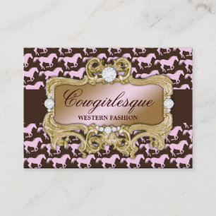Cartão De Visita Impressão glamoroso do cavalo do rosa da vaqueira