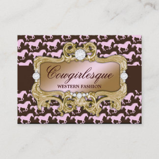 Cartão De Visita Impressão glamoroso do cavalo do rosa da vaqueira