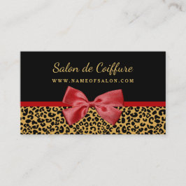 Cartão De Visita Impressão Leopardo Dourada Elegante Com Salão De C