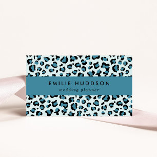 Cartão De Visita Impressão Leopardo, Manchas Leopardo, Leopardo Azu