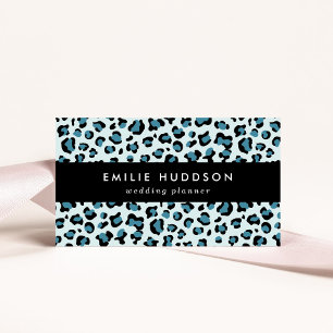 Cartão De Visita Impressão Leopardo, Manchas Leopardo, Leopardo Azu