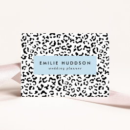 Cartão De Visita Impressão Leopardo, Manchas Leopardo, Preto E Bran