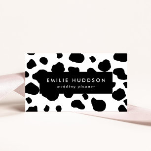 Cartão De Visita Impressão, Padrão De Vaca, Pontos De Vaca, Preto E