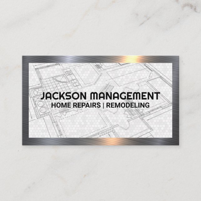 Cartão De Visita Impressões azuis domésticos | Construção comercial (Frente)