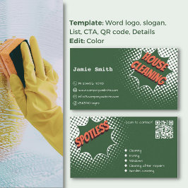 Cartão De Visita Impressões Estimulantes Limpeza de Casa Verde e Br