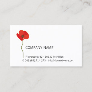 Cartão De Visita INA yBee *Red Poppy* Papaver rhoeas.01.floral
