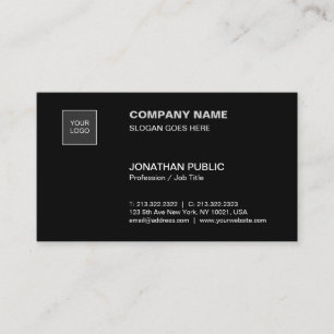 Cartão De Visita Incorporado profissional liso simples preto