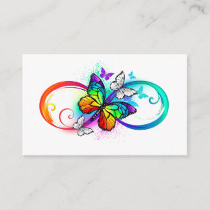Cartão De Visita Infinidade brilhante com borboleta arco-íris