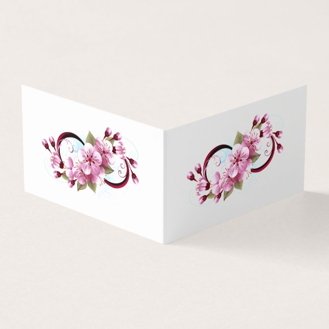Cartão De Visita Infinidade com Flores de Flor Sakura (Exterior)