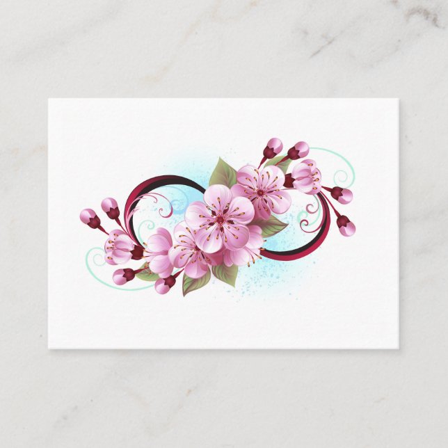 Cartão De Visita Infinidade com Flores de Flor Sakura (Frente)