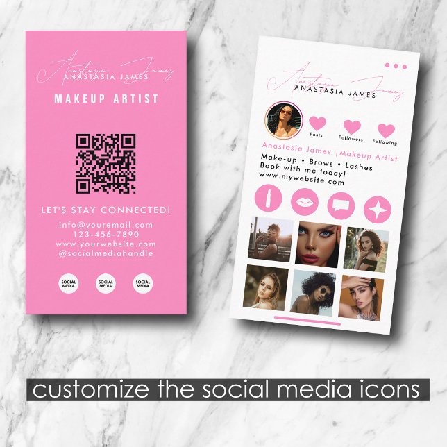 Cartão De Visita Influencer Beauty Makeup Artist Social Media (Influencer Beauty Makeup Artist Social Media Business Card)