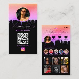 Cartão De Visita Influencer Photo Feed Social Media Código QR Roxo