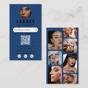 Cartão De Visita Influenciador Beleza Maquiador Cabelo Fotos Azul