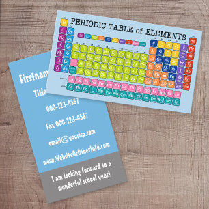 Cartão De Visita Informações de contato do professor de ciência