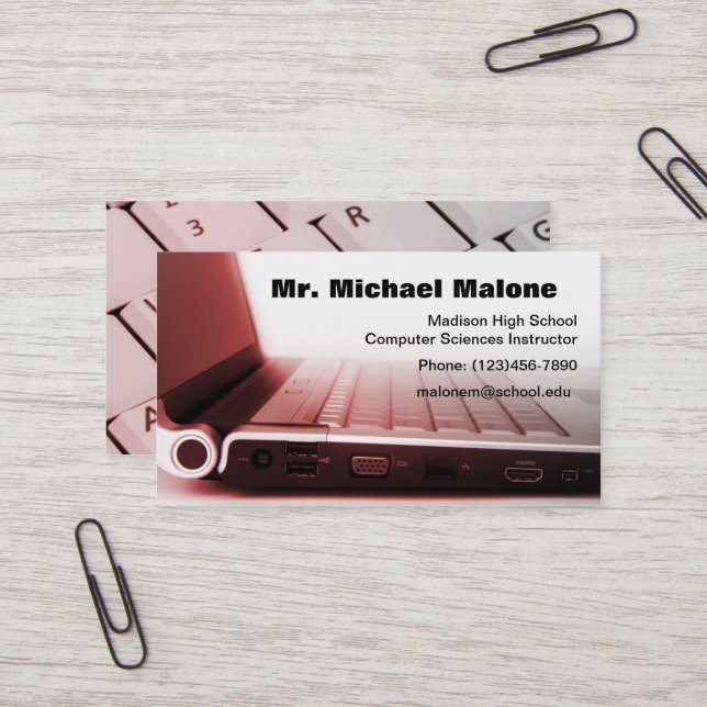 Cartão De Visita Informações do professor do técnico do teclado do  (Frente/Verso In Situ)