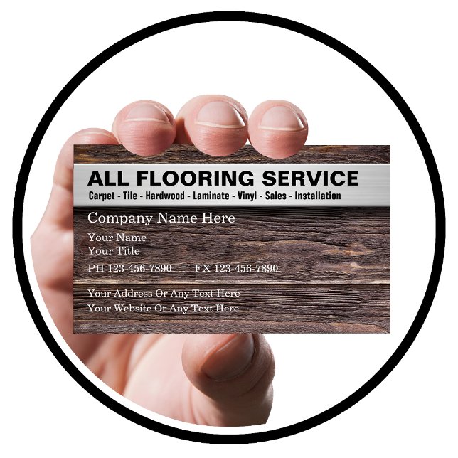 Cartão De Visita Informações gerais sobre serviços de revestimento  (Wood Flooring Business Cards)