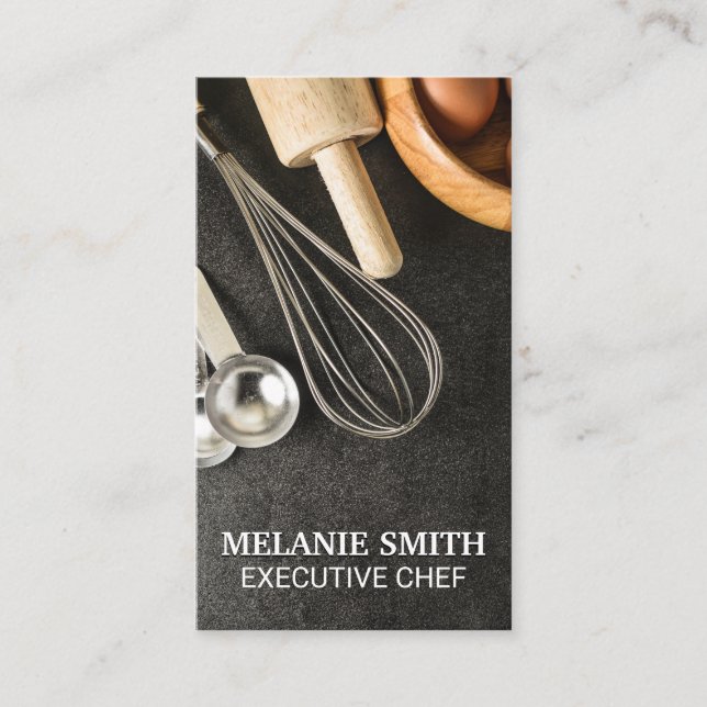 Cartão De Visita Ingredientes e ferramentas para cozinhar (Frente)