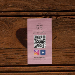 Cartão De Visita Ingressar no Código QR Rosa do Instagram de Mídia