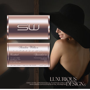 Cartão De Visita Iniciais 3D de Efeito Dourado Shimmery Moderno Fau