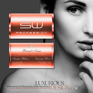 Cartão De Visita Iniciais 3D Faux Dourados FlashRosa, Horas de Aber