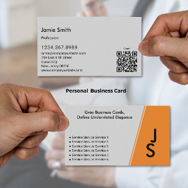 Cartão De Visita Iniciais Assimétricos Modernos Cinza e Preto Pesso