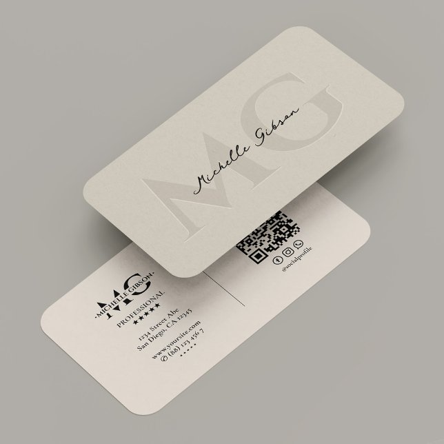 Cartão De Visita Iniciais de Areia Mínima de Monograma Profissional (Simple Professional Minimal Monogram Sand Initials Business Card
)