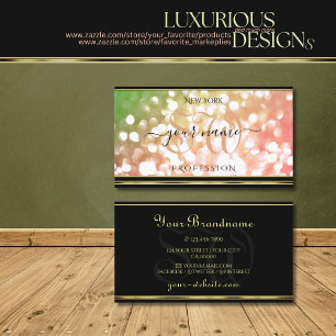 Cartão De Visita Iniciais de Brilho Verde Cor-de-Rosa Dourado