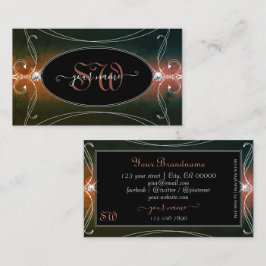 Cartão De Visita Iniciais de Diamantes de Ornamentado Colorido Escu