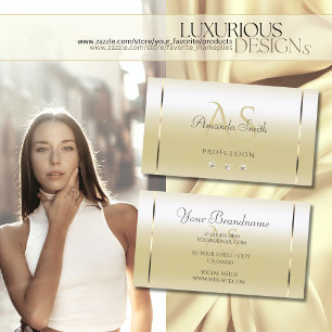 Cartão De Visita Iniciais de Diamantes Sparkle com Efeito de Creme