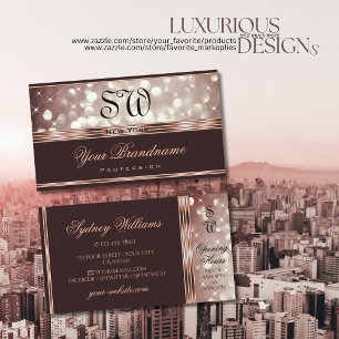 Cartão De Visita Iniciais de Estrelas de Brilhante Dourada Elegante