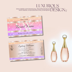 Cartão De Visita Iniciais de Estrelas de Brilho Arco-Íris Colorida