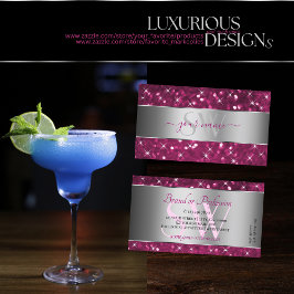 Cartão De Visita Iniciais de Estrelas de Disparo Cintilantes Cor-de