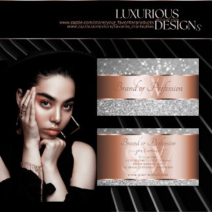 Cartão De Visita Iniciais de Estrelas Luminosas para rosa Douradas