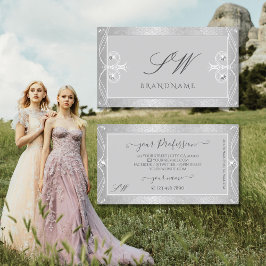 Cartão De Visita Iniciais de Joias Mosaicas Sparkle Silver Cinzas o