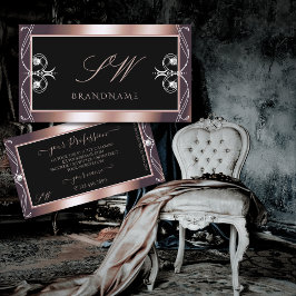 Cartão De Visita Iniciais de Joias Sparkle Douradas de Rosa preto L