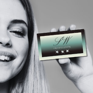 Cartão De Visita Iniciais de Joias Sparkle Gradientes Negras Modern