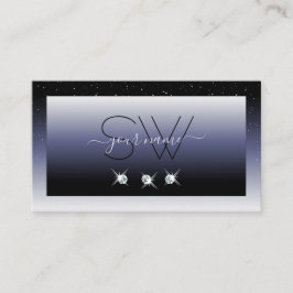 Cartão De Visita Iniciais de Joias Sparkle Gradientes Negras Modern