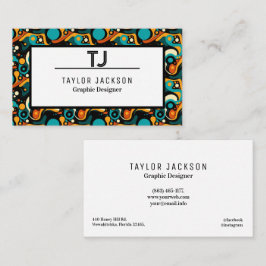 Cartão De Visita Iniciais de Monograma de Padrão de Abstrato legal