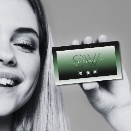 Cartão De Visita Iniciais de Ombre Verde Negra Nobre