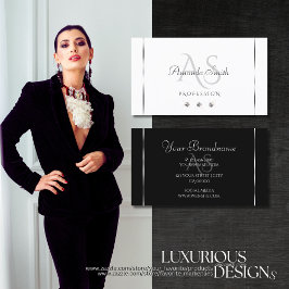 Cartão De Visita Iniciais de Ouros Brancos Modernos e Pretos