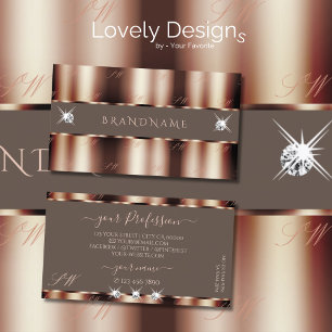 Cartão De Visita Iniciais de Ouros Castanhos-de-Orelha Dourados do