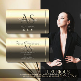 Cartão De Visita Iniciais de Ouros de Ótica Dourada brilhante