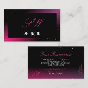 Cartão De Visita Iniciais de Ouros de Ouros Púrpura Rosa-Rosa Moder