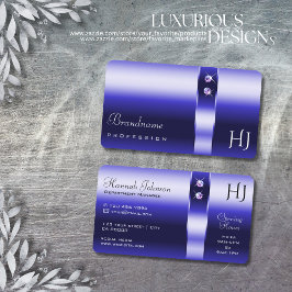 Cartão De Visita Iniciais de Ouros de Shimmering com Gradiente Azul