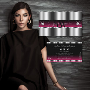 Cartão De Visita Iniciais de Ouros Estimulantes Pretos, Rosa, de Pr