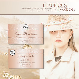 Cartão De Visita Iniciais do logotipo Glitter de Rosa de Pastel