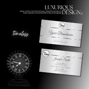 Cartão De Visita Iniciais do logotipo Light Silver Effect Sparkle G