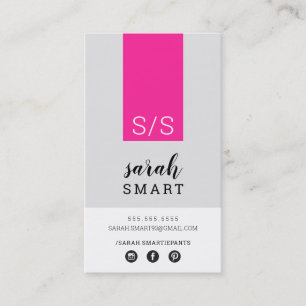 Cartão De Visita INICIAIS DO MONOGRAM guia cinza rosa preto moderno