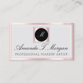 Cartão De Visita Iniciais Evento Monograma Planeador Rosa Quadro Mo